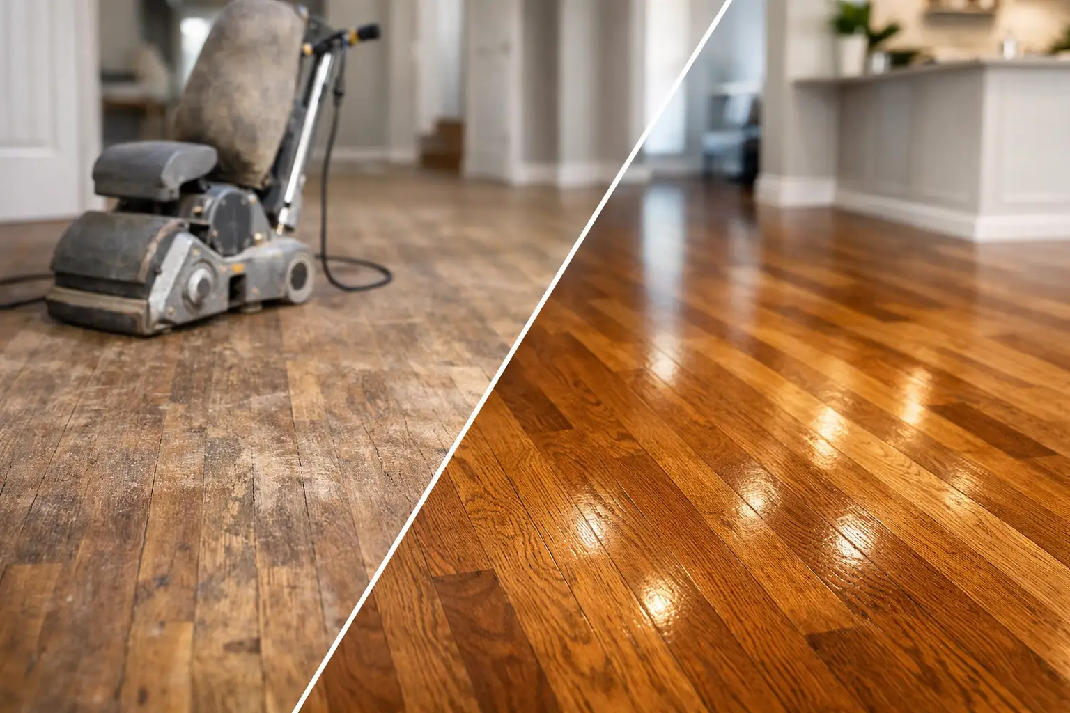 Wood Floor Refinishing Before and After